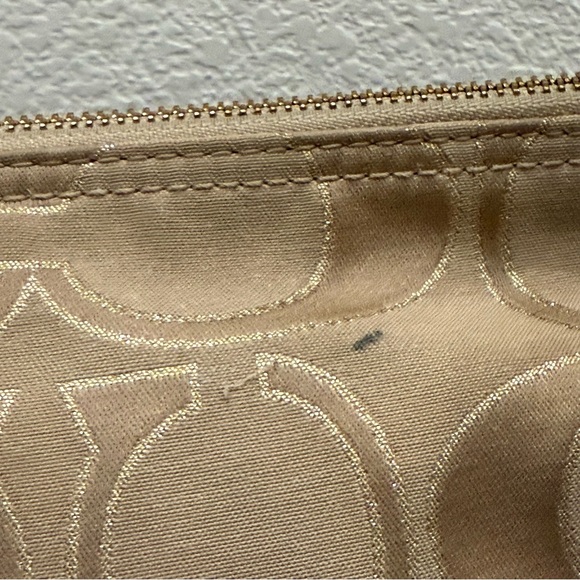 COACH 18980 Poppy Metallic Signature Canvas Push Lock Front Pocket Shoulder Bag - Picture 13 of 16